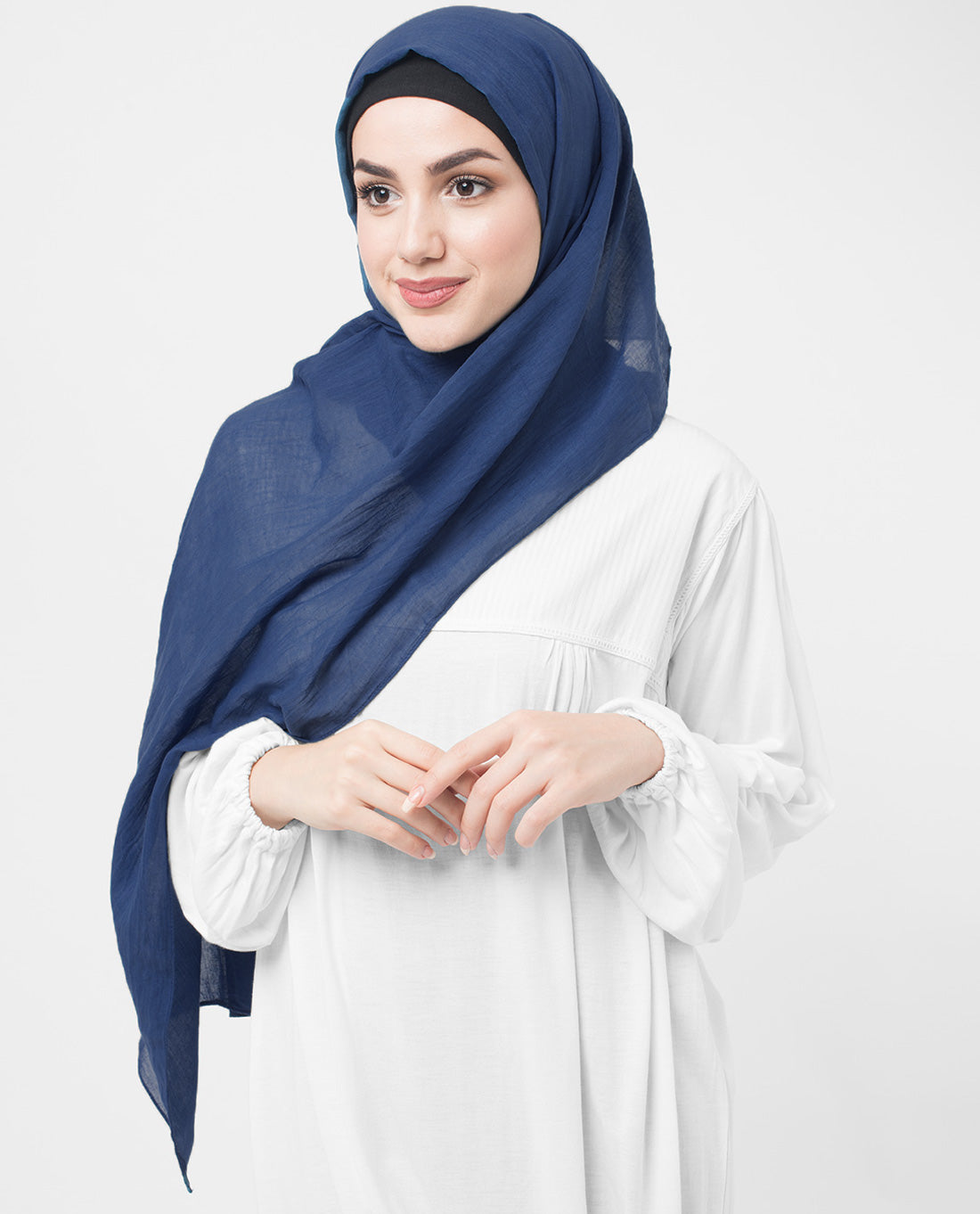 Classic Blue Cotton Voile Scarf