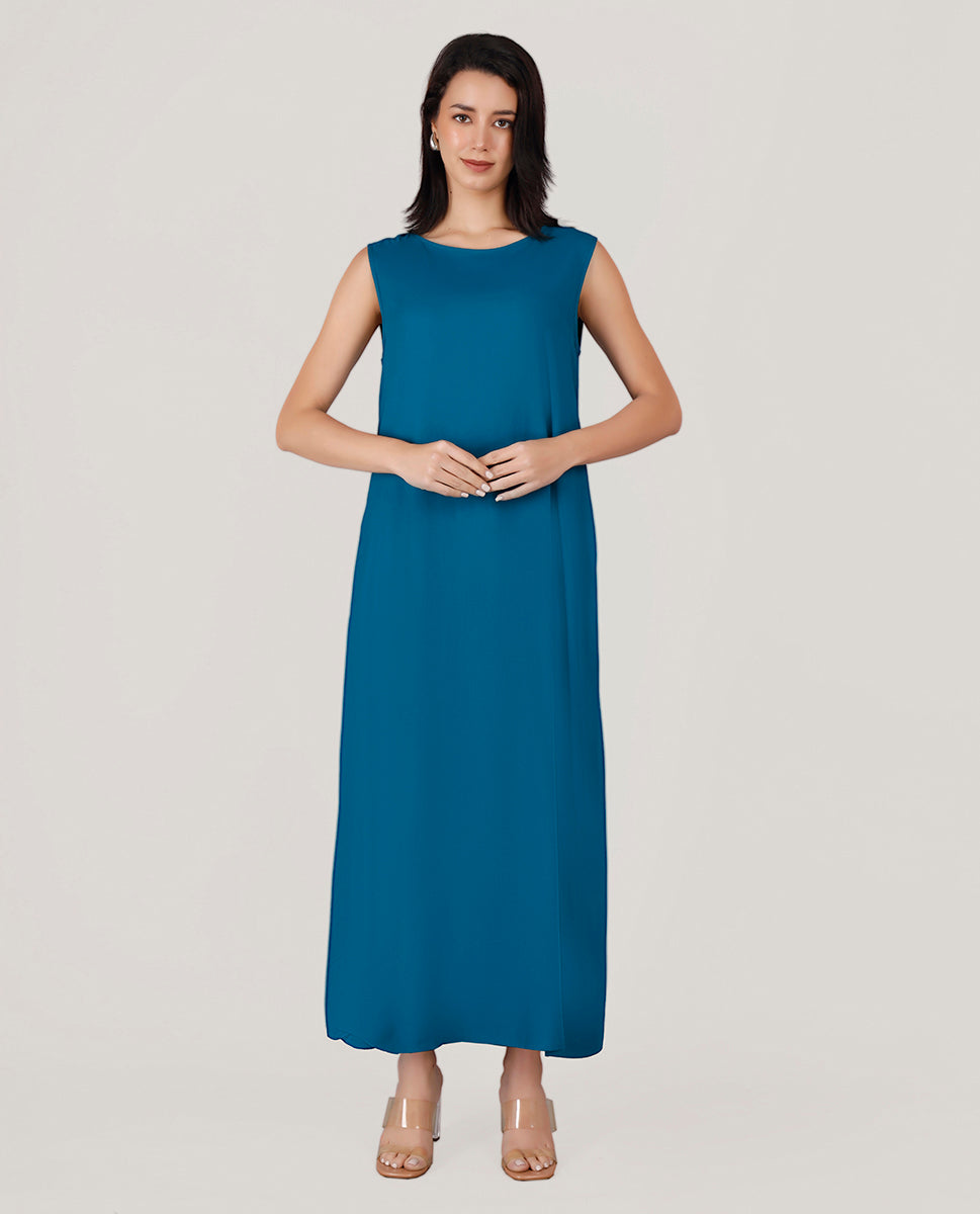 Pagoda Blue Rayon Slip Dress