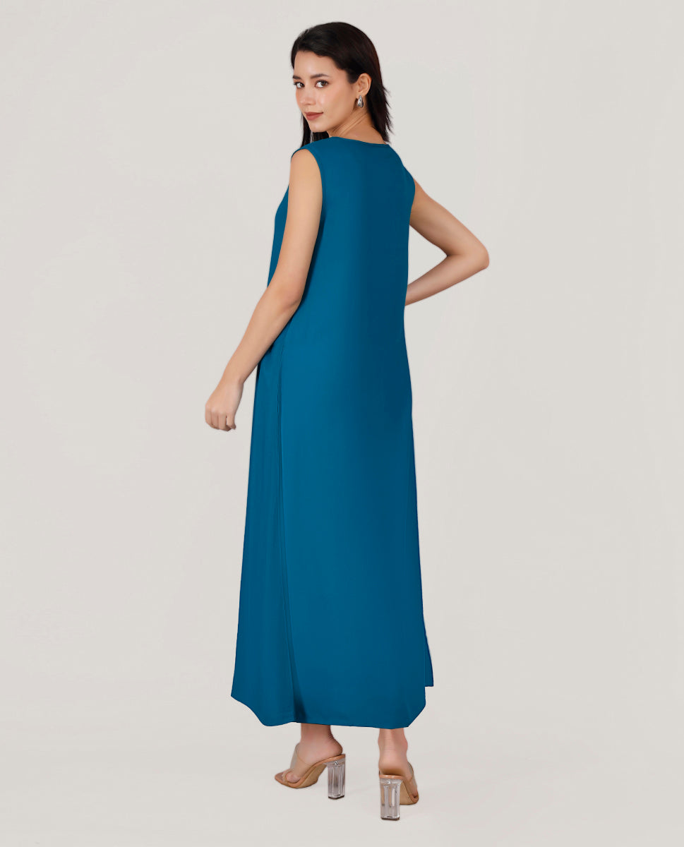 Pagoda Blue Rayon Slip Dress