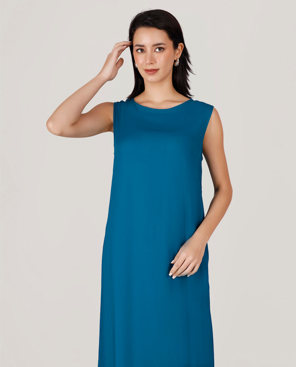 Pagoda Blue Rayon Slip Dress