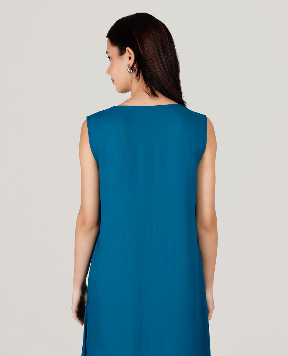 Pagoda Blue Rayon Slip Dress